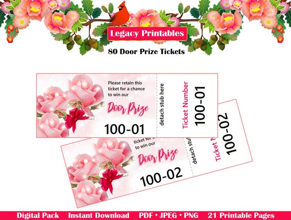 printable door prize tickets 80 door prize ticketsdoorprize etsy