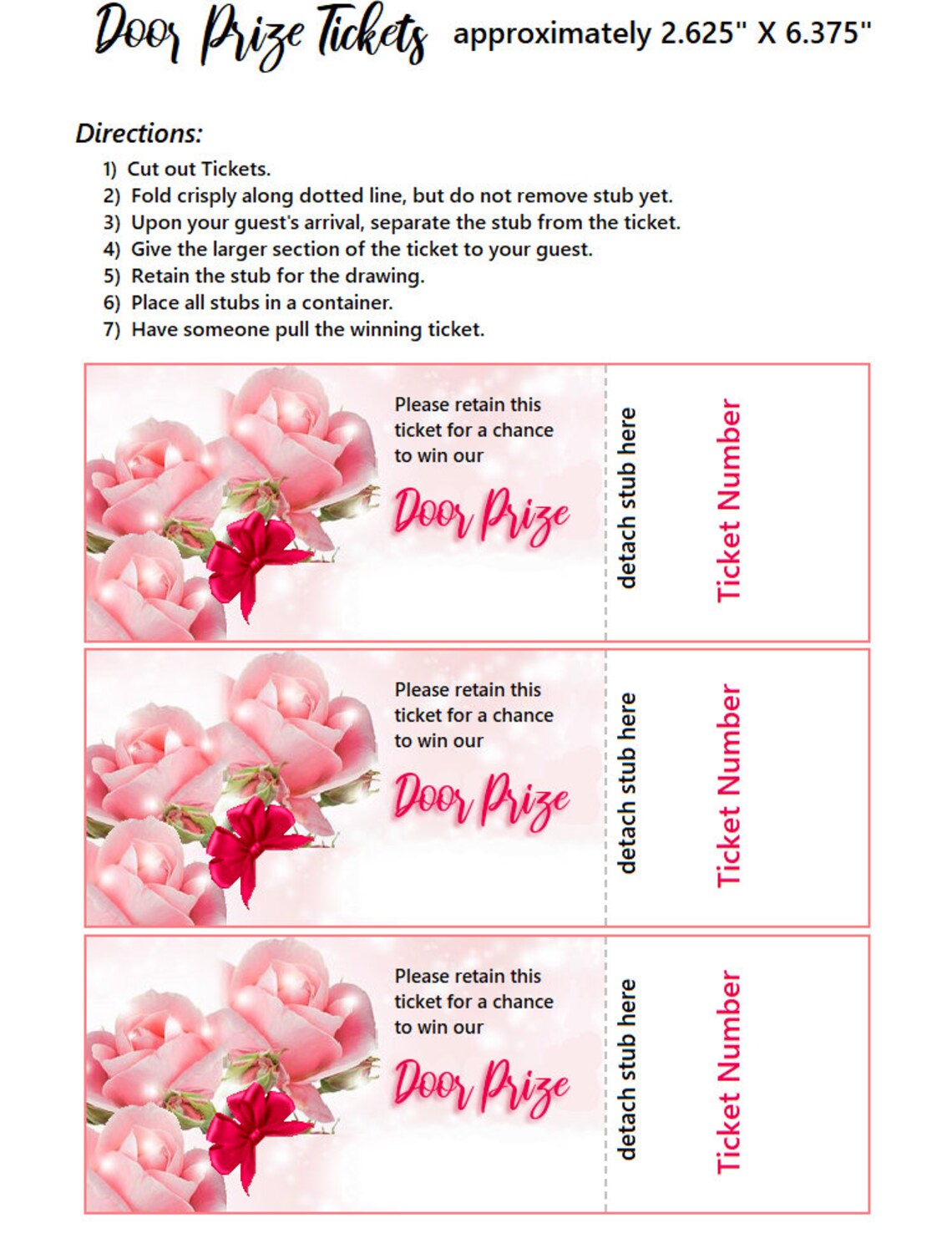 Printable Door Prize Tickets 80 Door Prize TicketsDoorprize Etsy