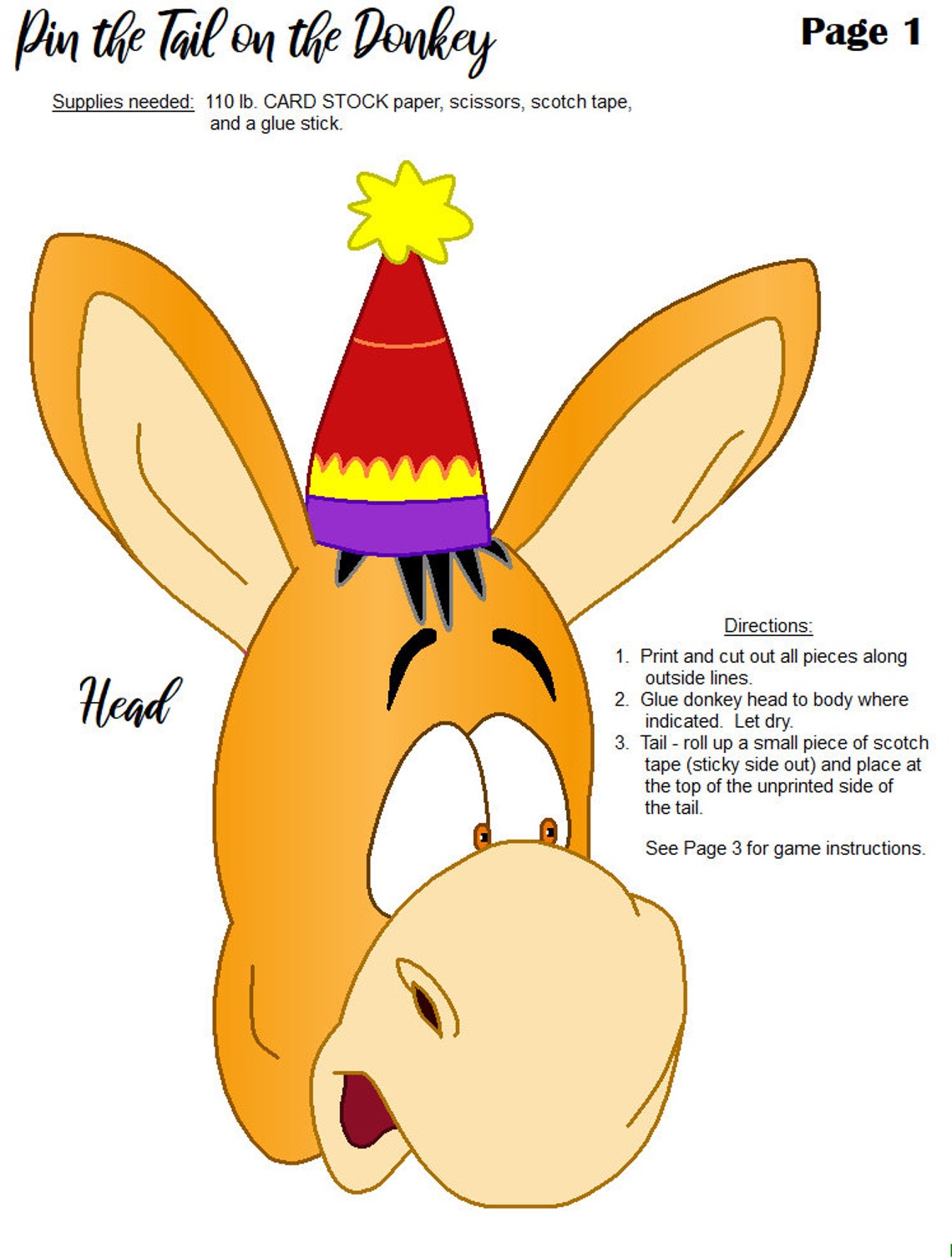Printable Pin the Tail on the Donkey Game Printable Etsy