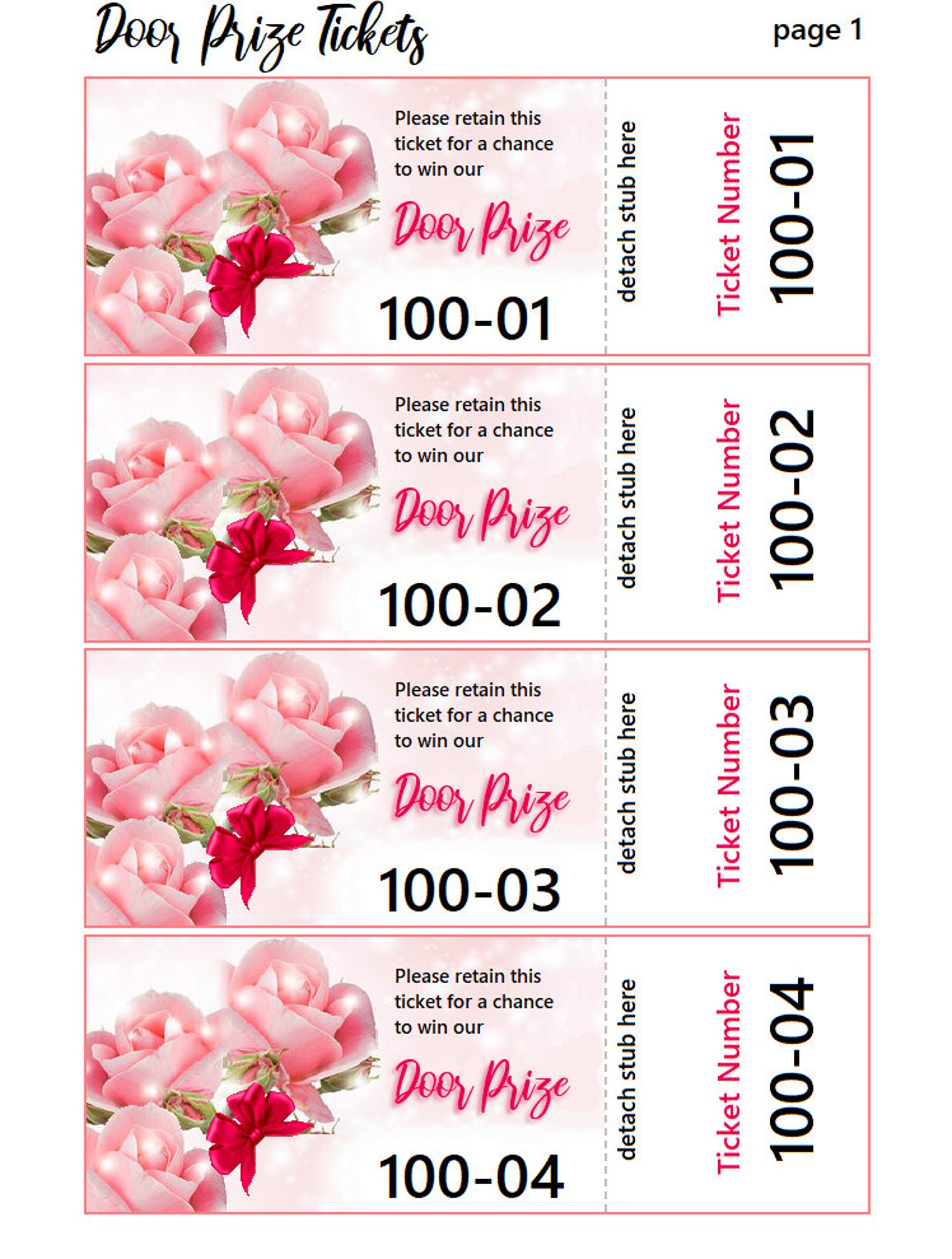 Printable Door Prize Tickets 80 Door Prize TicketsDoorprize Etsy