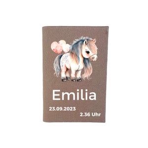 Handmade Untersuchungsheft für Kinder mit Pferdedesign inkl. Einsatz für Impfpass und Versichertenkarte - personalisierbar - U-Heft