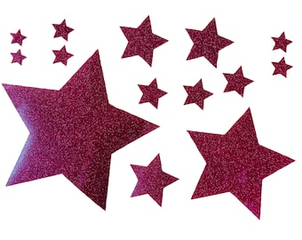 Mega Glitzer Sterne in verschiedenen Größen Bügelbild Sterne in Wunschfarben