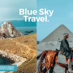 Blue Sky Travel Pack Lightroom Presets Film Estetic Pack, Lightroom Desktop & Lightroom Mobile, Fotograf, Resenär