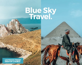 Blue Sky Travel Pack Lightroom Presets Film Aesthetic Pack, Lightroom Desktop & Lightroom mobile, Photographer, Traveller