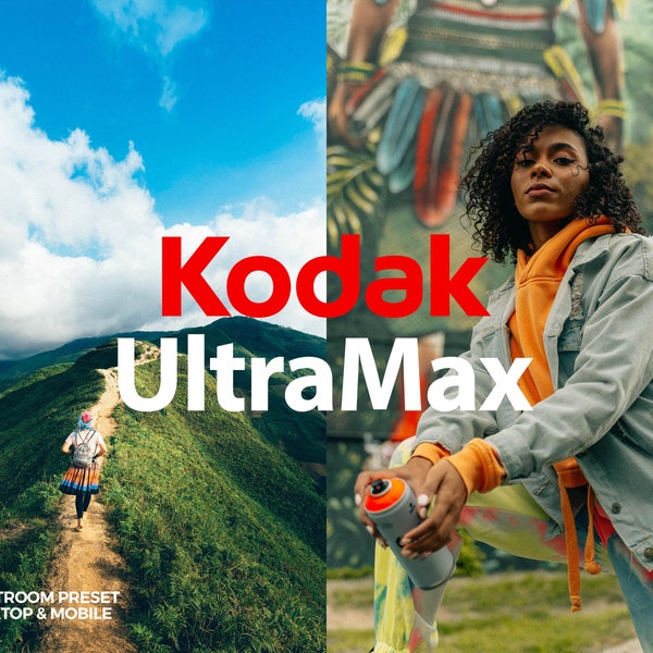 29 Kodak UltraMax 400 800 Pack Lightroom Presets Film Aesthetic Pack pour ordinateur de bureau et mobile pour influenceurs, blogueurs ou photographes