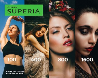 16 Fujifilm Superia pro pack 100 400 800 1600 Lightroom Presets Film Aesthetic Pack, Lightroom Desktop & Lightroom mobile, Photographer