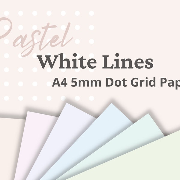 Líneas blancas pastel A4 plantilla de papel de cuadrícula de 5 mm para portátil digital / adecuado para Samsung Notes, Noteshelf, Notability &GoodNotes