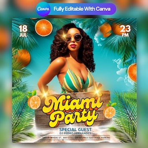 Editable Club Flyer Template For Canva, DIY Event Flyer, Party Flyer, Digital Birthday Flyer, DJ Party Invite for Social Media, Instagram