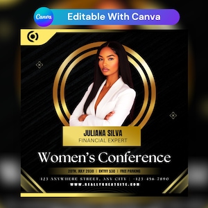Women&#39;s Conference Flyer, Women&#39;s Empowerment Flyer, Conference Flyer, DIY Flyer, Women&#39;s Brunch Template, webinar, Meeting Event