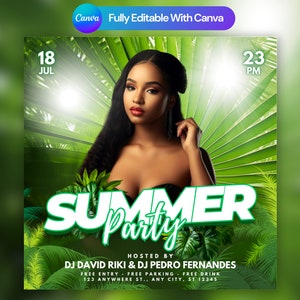 Editable Club Flyer Template For Canva, DIY Event Flyer, Party Flyer, Digital Birthday Flyer, DJ Party Invite for Social Media, Instagram