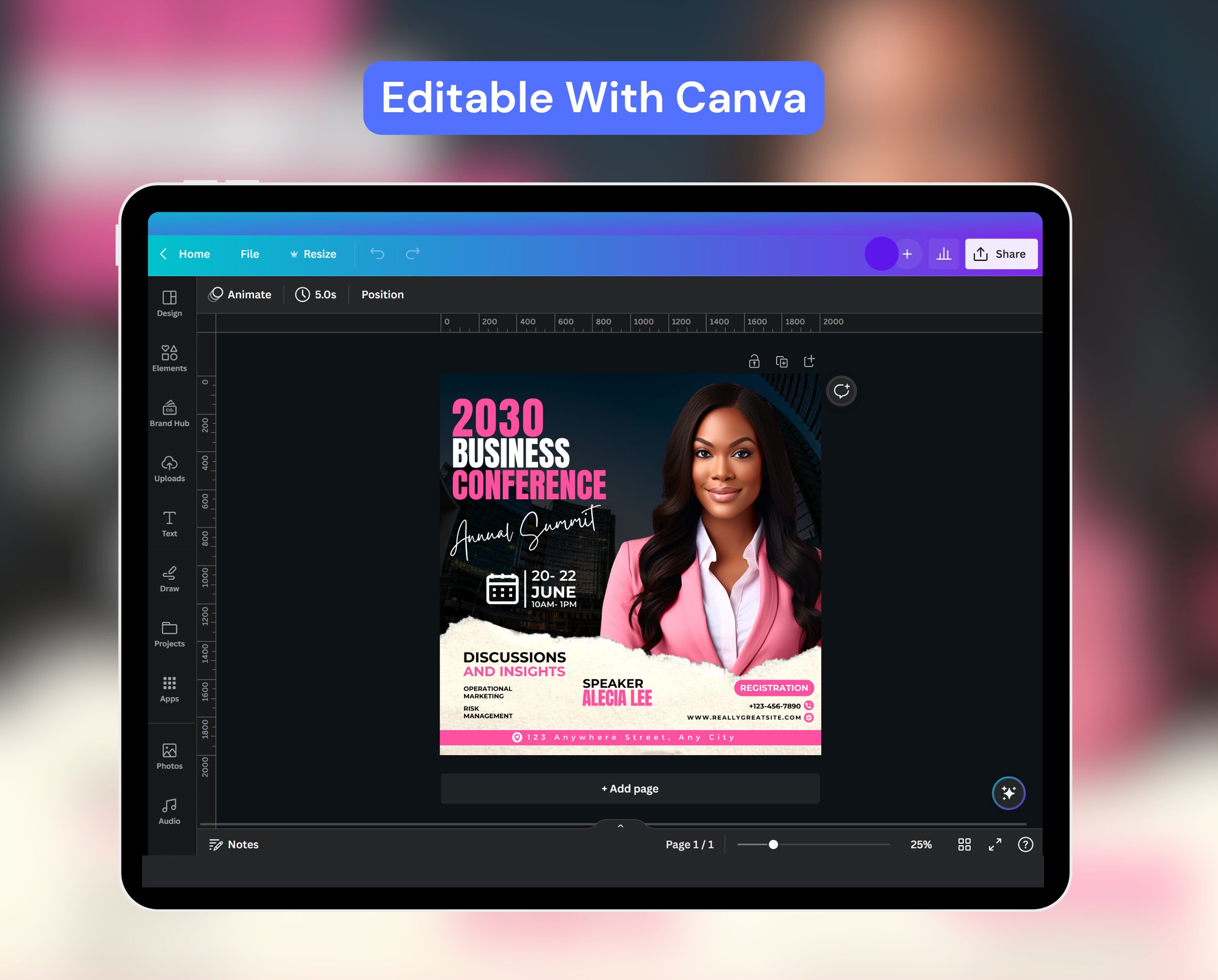 Conference Flyer & Instagram Post Canva Template - Etsy