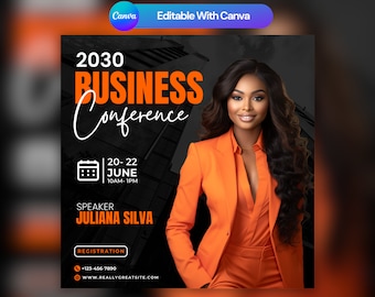 Business Conference Flyer Template: Editable Canva Instagram Post