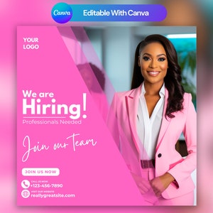 Hiring Flyer, Hiring Instagram Post, Canva Template, DIY Flyer, Instagram Flyer, Social Media Flyer, Recruitment, Job, church