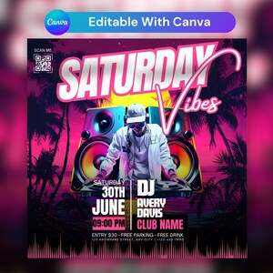 Editable Club Flyer Template: DIY Party, Event Design (Canva template, Digital Download)