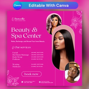 Facial Spa Flyer Template: Aesthetician Appointment Design, Canva Template