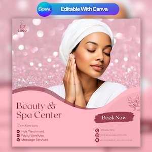 Beauty Spa Flyer: Instagram Post Canva Template (Digital Download)