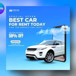 Car Rent and Sale Instagram Post, Canva Template, DIY Flyer, Instagram Flyer, Social Media Flyer, Poster