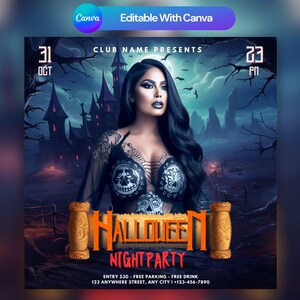 Bearbeitbarer Halloween Party Flyer: Social Media Canva Vorlage