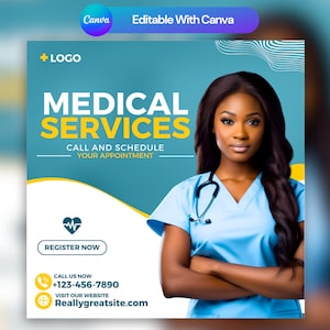 Medical Service Instagram Post, Canva Template, DIY Flyer, Instagram Flyer, Social Media Flyer, Poster