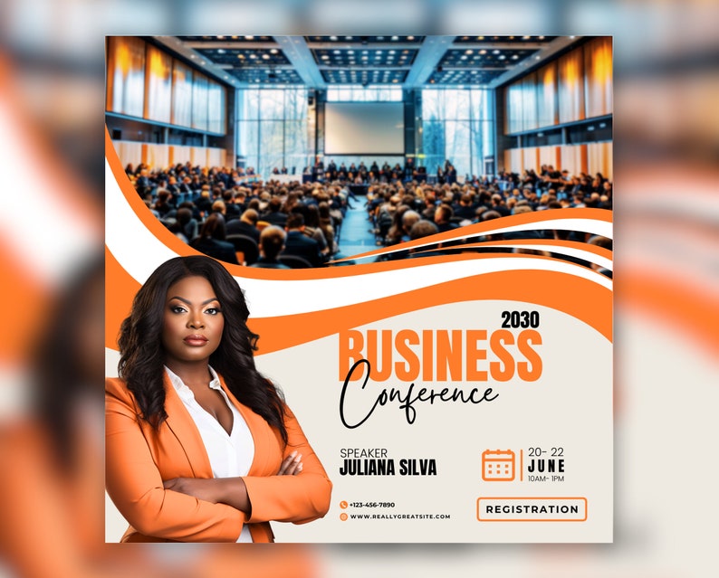 Large Lettering Conference Business Conference Flyer Template: DIY Canva Instagram Post (digital ...