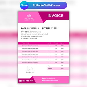 Editable Invoice & Receipt Canva Template Bundle | Invoice Template | Printable Invoice | Editable Invoice | Business Solutions