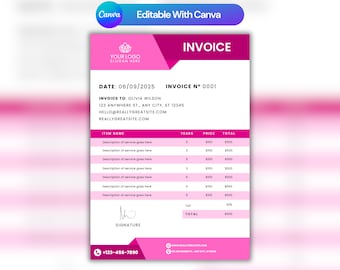Modello di fattura modificabile: ricevuta aziendale stampabile (modello Canva)