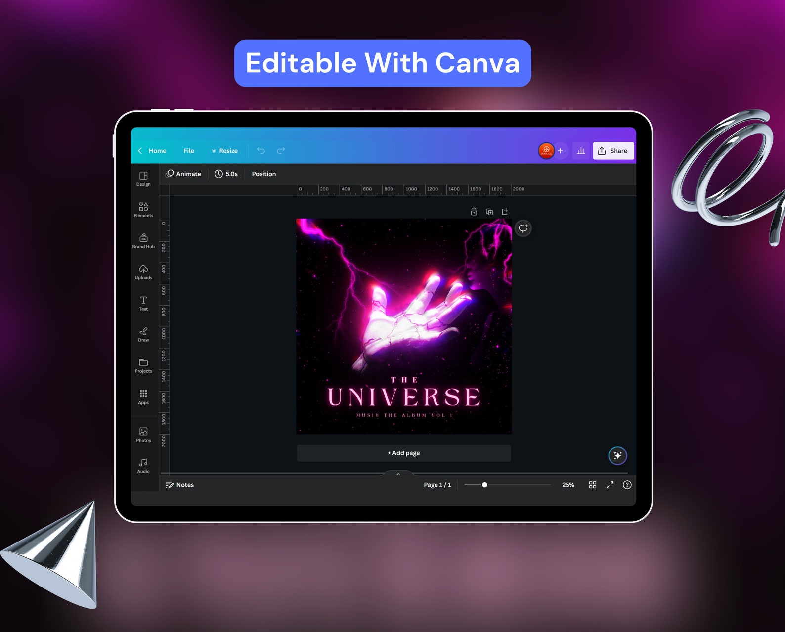 Canva Track Cover, Album Cover Art Editable Song Cover Template, Canva