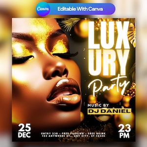 Editable Club Flyer Template For Canva, DIY Event Flyer, Party Flyer, Digital Birthday Flyer, DJ Party Invite for Social Media, Instagram