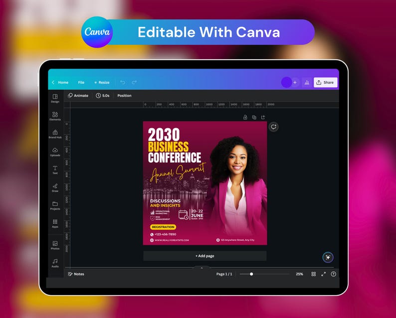 Conference Flyer & Instagram Post Canva Template - Etsy