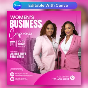 Women&#39;s Conference Flyer, Women&#39;s Empowerment Flyer, Conference Flyer, DIY Flyer, Women&#39;s Brunch Template, webinar, Meeting Event
