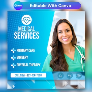 Medical Service Flyer, Medical Clinic flyer, Instagram Post, Canva Template, DIY Flyer, Instagram Flyer, Social Media Flyer, Poster