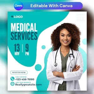Medical Service Flyer, Medical Clinic flyer, Instagram Post, Canva Template, DIY Flyer, Instagram Flyer, Social Media Flyer, Poster