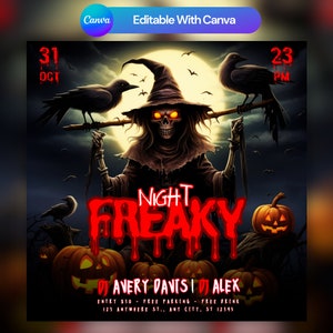Halloween Party Flyer: Bearbeitbares Social Media Template (Canva)