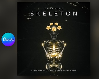 Redigerbar mall för skelettalbumomslag: DIY-musikflyer (Canva)