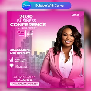 Conference Flyer, Instagram Post, Canva Template, DIY Flyer, Instagram Flyer, Social Media Flyer, church, webinar, Meeting Event