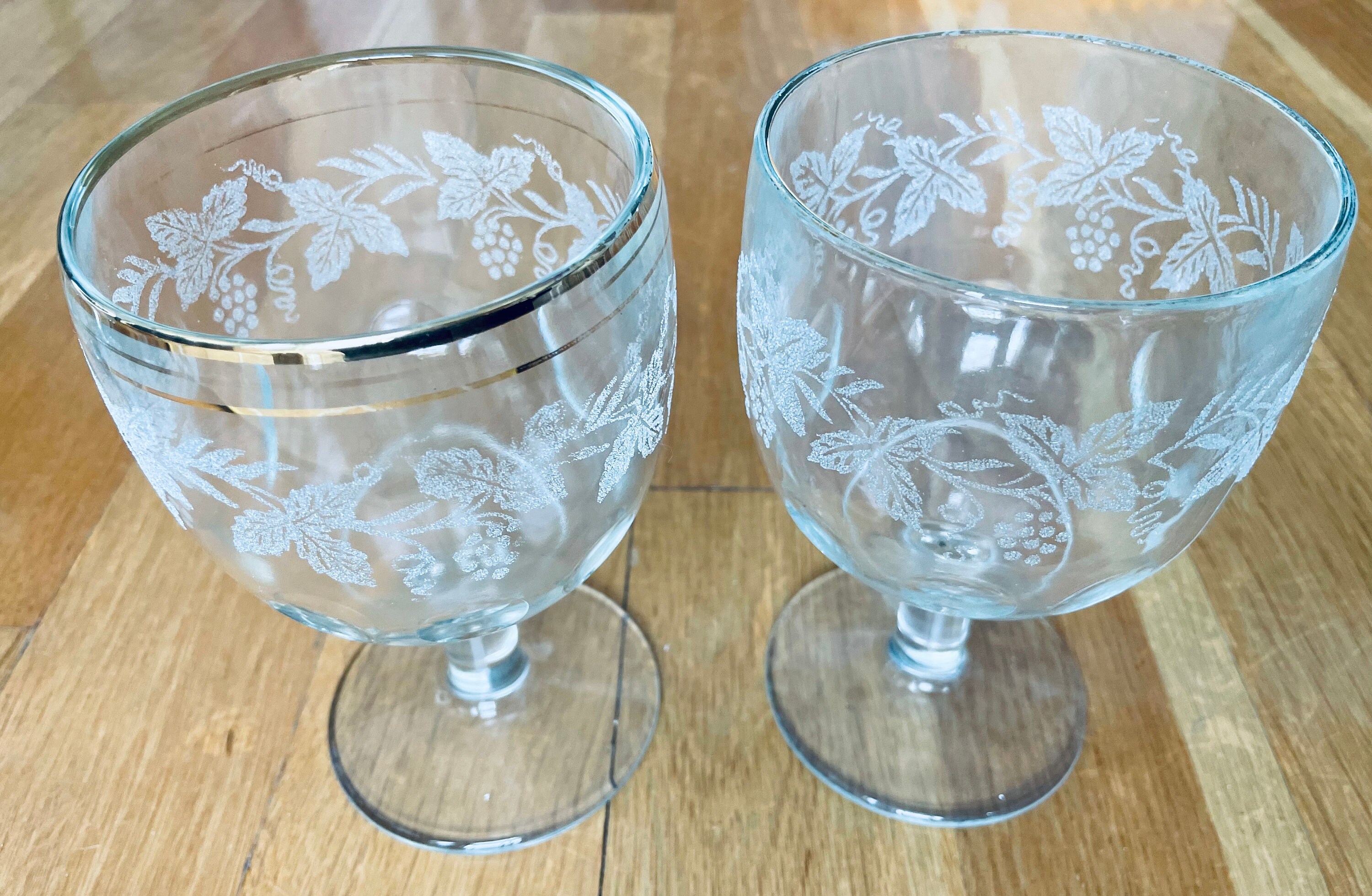 Vintage set of 2 Bartlett Collins goblet water glasses Etsy