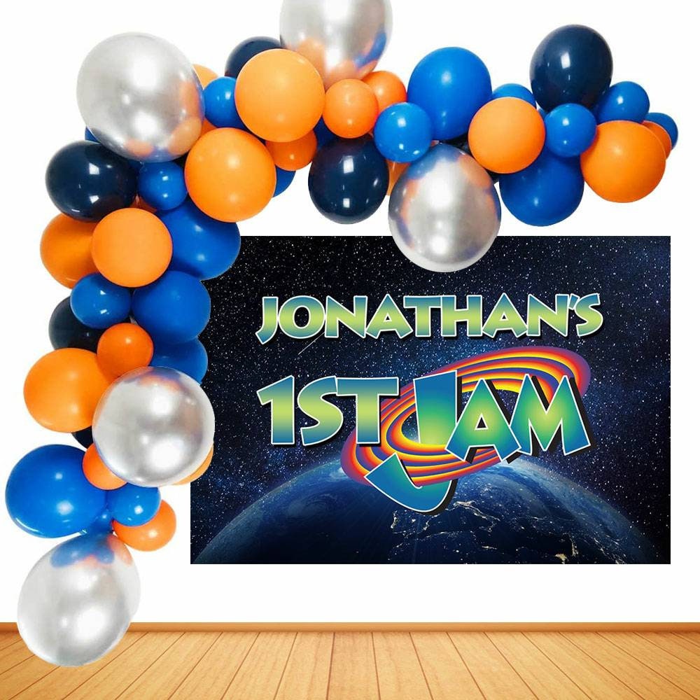 Custom Space Jam Theme Birthday Backdrop Banner