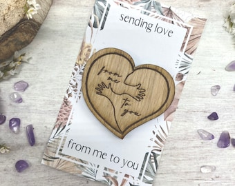 Hearts Hugging Wood Token, Pocket Hug Token, token Gesture, Birthday Card, Thank You Gift