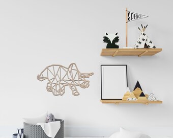 Wooden Laser Cut Dinosaur | Triceratops | Polygonal Dinosaur | Geometric Dinosaur
