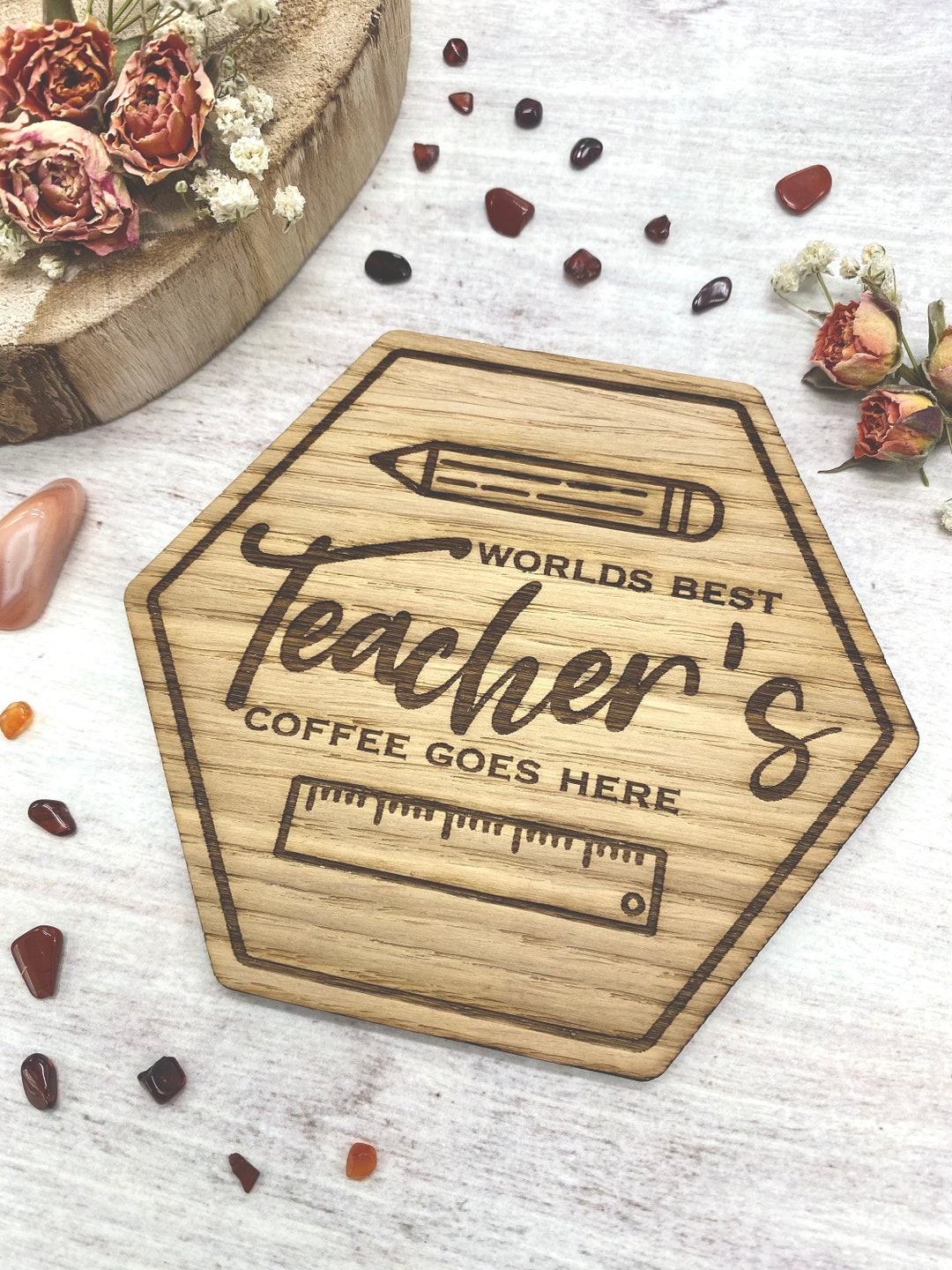Laser Engraved Wooden Teacher Coaster: End of Year Gift - Etsy