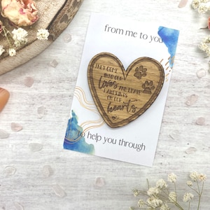 Heart Shaped Wooden Loss of a Pet Token, Pocket Hug Token, Pawprints, Letterbox Gift, Token Gesture