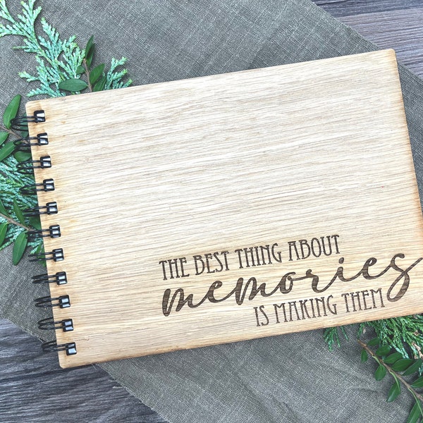 Memories Book, Wooden Laser Engraved Scrapbook, Memories Keepsake, Rustic Scrapbook, Oak Memories Notebook, Unique Journal