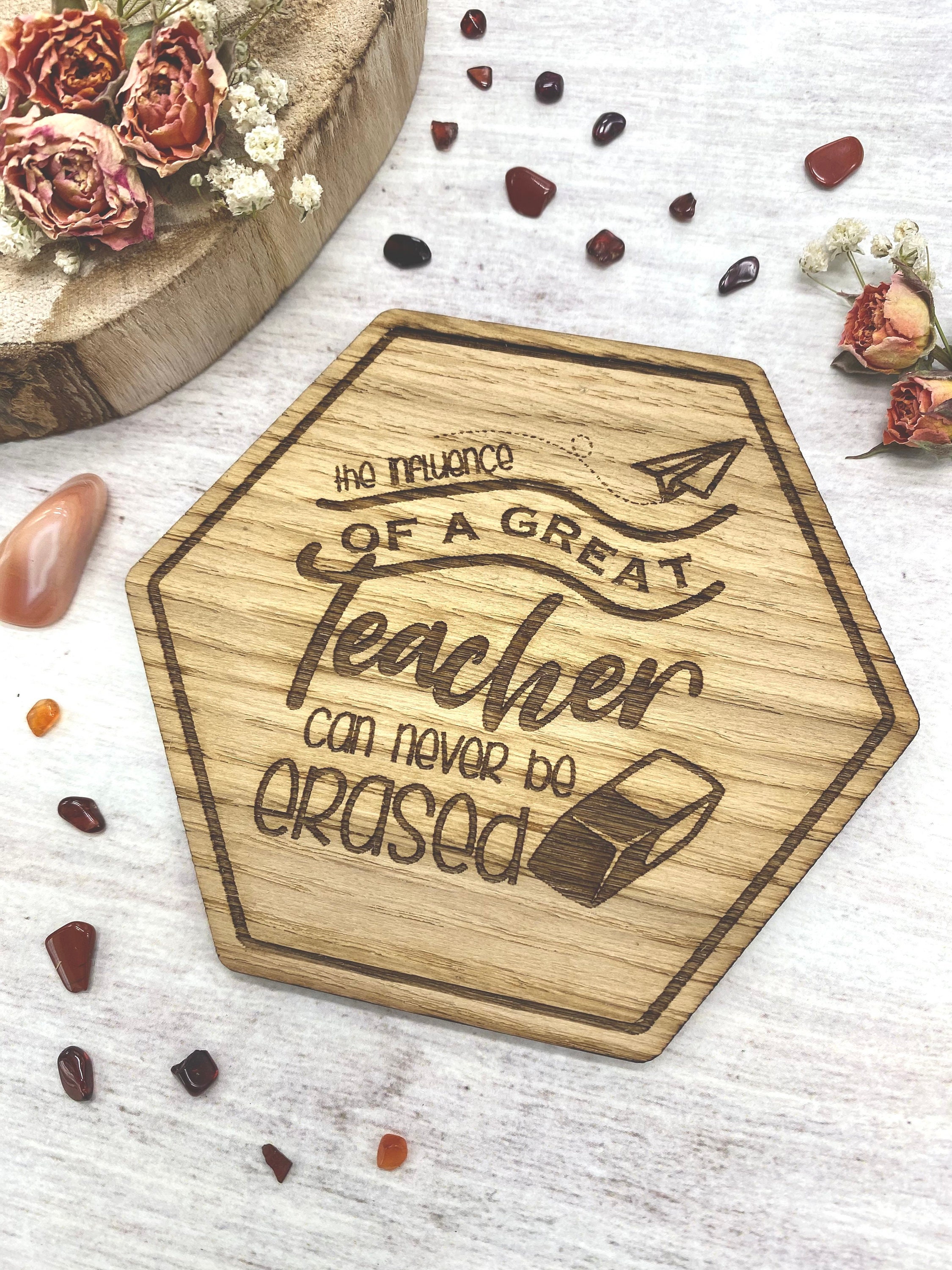 Teacher Wooden Coaster Teachers Gift Laser Engraved Etsy