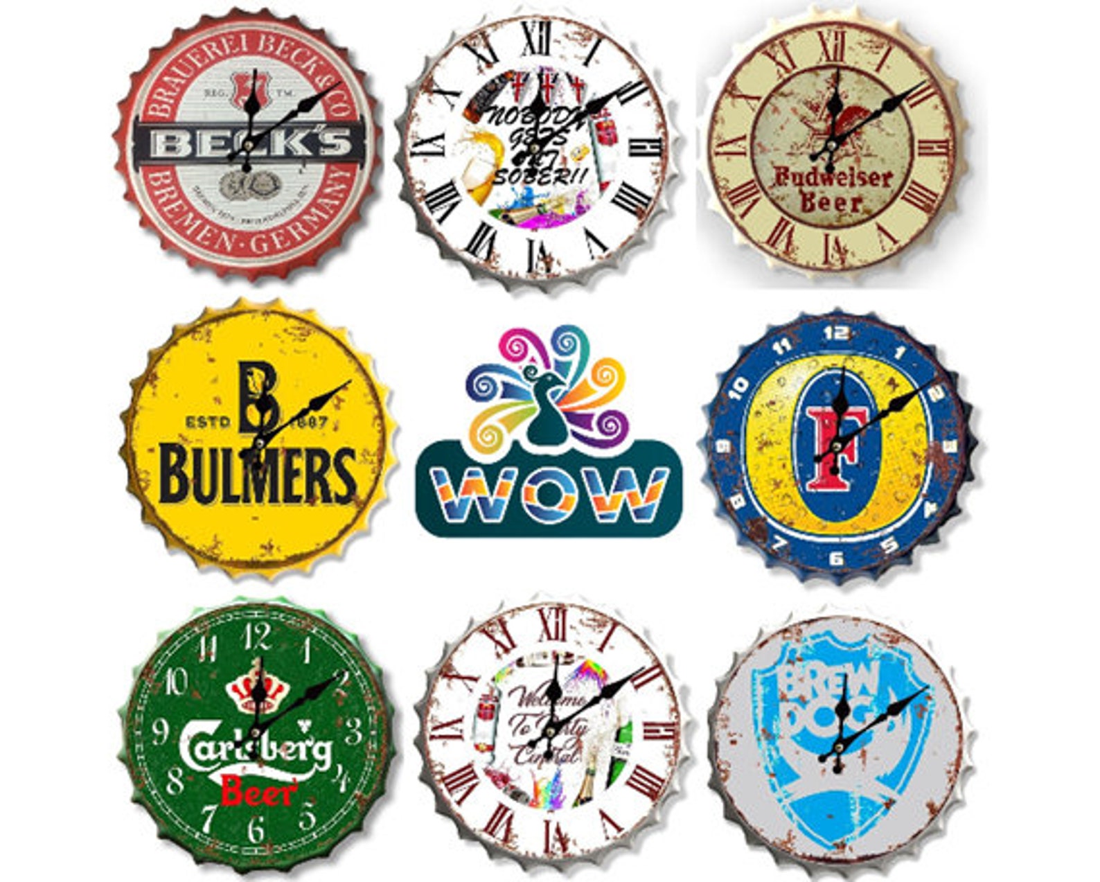 BOTTLE TOP CLOCKS Large Range 30cm Metal Vintage Man Cave Gift Etsy
