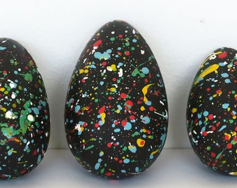 Hand-Painted Speckled Wooden Egg, Modern Easter Decor