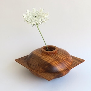 Handmade Olive Wood Flower Vase: Rustic Modern Decor, Gallery Quality image 1