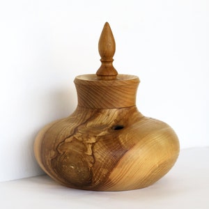 Unique wooden hollow form vase, decorative vase, wooden centerpiece, wooden potpourri vase, wooden vase with lid, by Josef Woodturner image 1