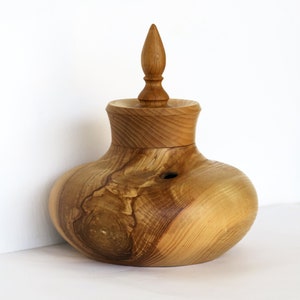 Unique wooden hollow form vase, decorative vase, wooden centerpiece, wooden potpourri vase, wooden vase with lid, by Josef Woodturner image 2