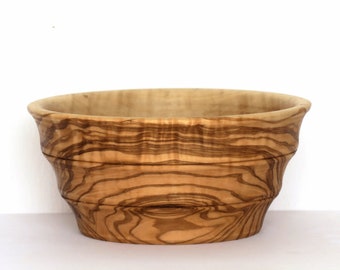 Handmade olive wood bowl, bowl with wavy grooves, wooden snack or breakfast bowl, medium Bowl, wood bowl, by Josef woodturner