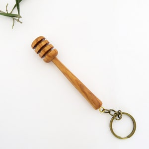 Honey lovers gift, keychain honey spoon, handmade honey spoon key chain, wooden honey dipper keychain, bee keepers gift by josef wood turner image 1